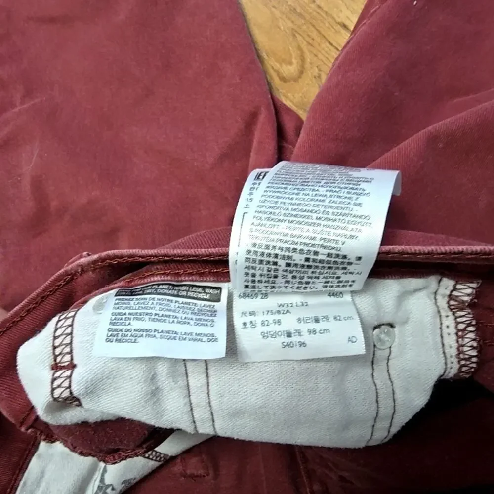 Levi's Mens Jeans Slim Fit Faded Burgundy Denim 32x32 Classic